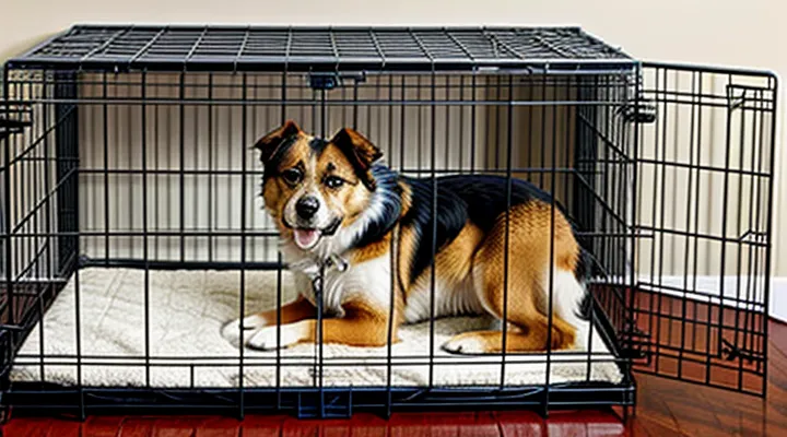 Instruction: how to accustom a dog to a crate or enclosure.