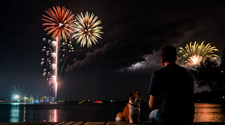 Instruction: how to calm a dog during a thunderstorm or fireworks.