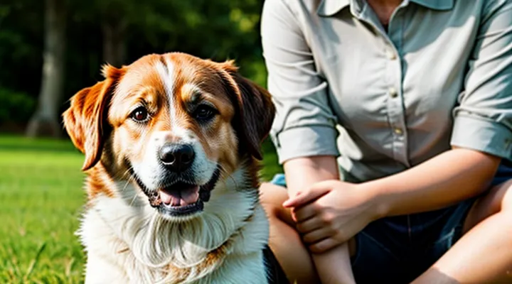 Instruction: how to calm a dog if it is frightened of something.