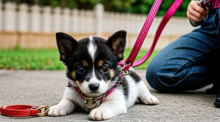 Instruction: how to get a puppy used to a collar and leash.
