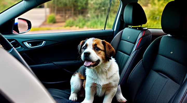 Instruction: how to help a puppy survive its first car ride.