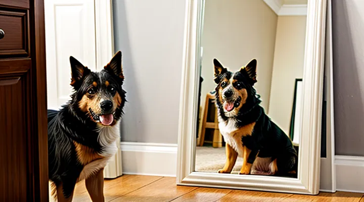 Instruction: how to know if a dog recognizes itself in the mirror.