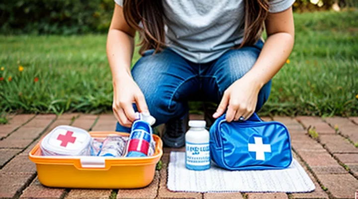 Instruction: how to make a first aid kit for a dog.