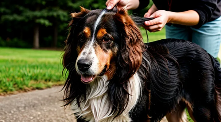 Instruction: how to properly care for the coat of a long-haired dog.