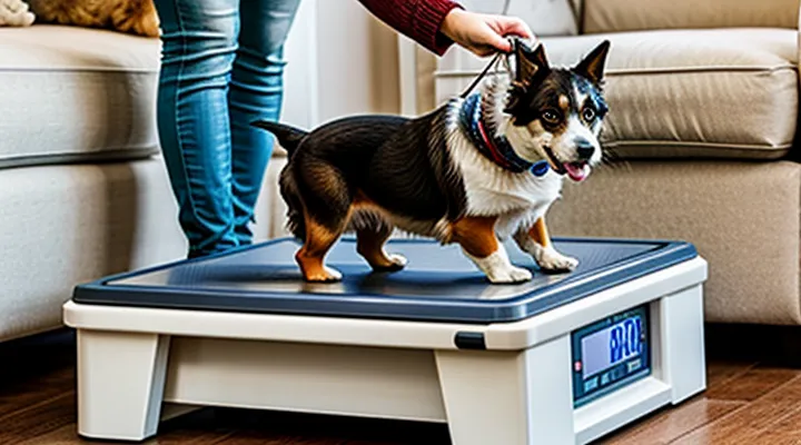 Instruction: how to properly weigh a dog at home.