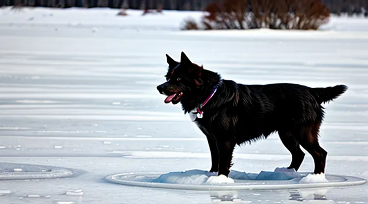 Instruction: how to rescue a dog that has fallen through ice.