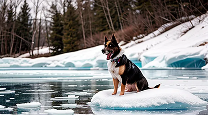 Instruction: how to save a dog if it falls into icy water.
