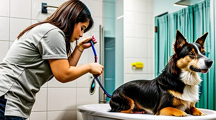 Instruction: how to set up a dog grooming salon in the bathroom.
