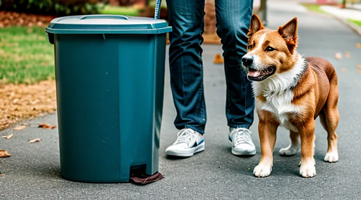 Instruction: how to teach a dog not to approach the trash can.