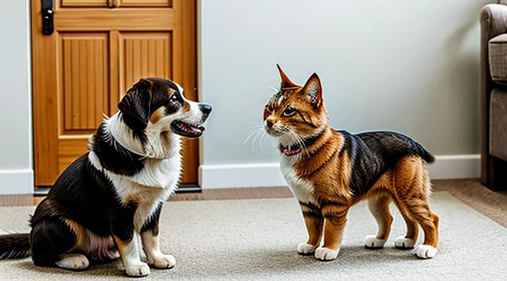 Instruction: how to teach a dog not to react to cats.