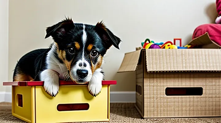 Instruction: how to teach a dog to bring and put away toys in a box.