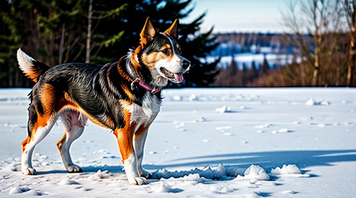Instruction: how to tell if a dog is cold outside in winter.