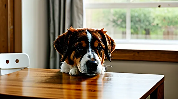 Instruction: how to train a dog not to put its paws on the table.