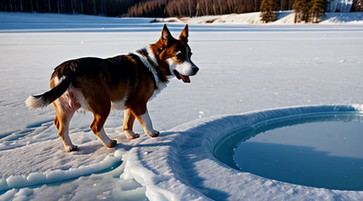Instruction: what to do if a dog falls through the ice.