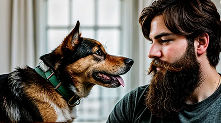 Instruction: what to do if a dog is afraid of men with beards.