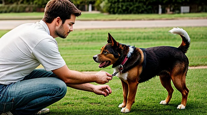Instruction: what to do if a dog is afraid of men.