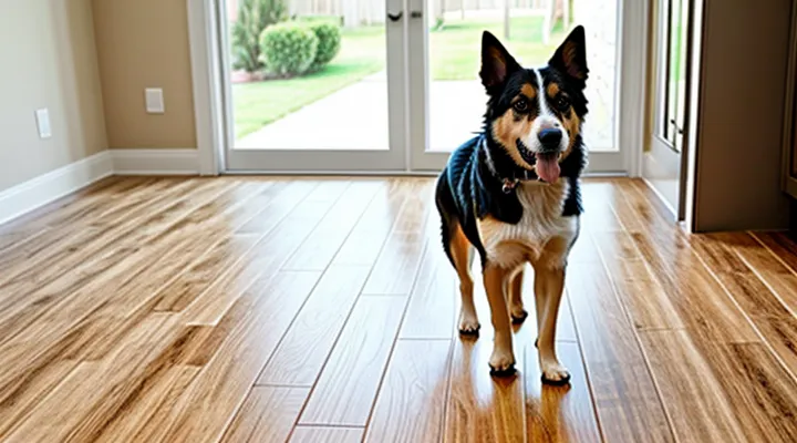 Instruction: what to do if a dog is afraid to walk on tile or laminate flooring.
