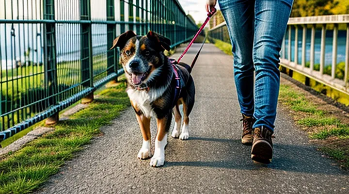 Instruction: what to do if a dog is afraid to walk over a bridge.