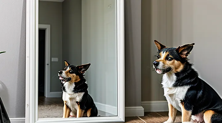 Instruction: why a dog barks at its reflection in the mirror.