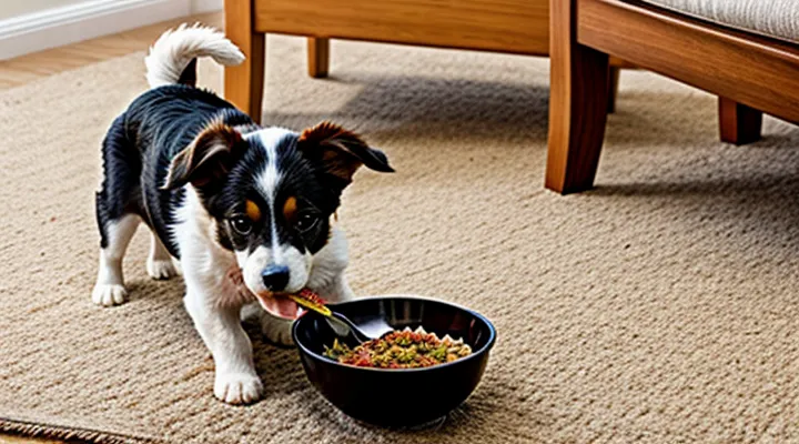 Instruction: why a dog does not eat from its bowl but carries food to the carpet.
