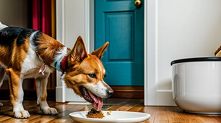 Instruction: why a dog pushes its bowl with its nose after eating.